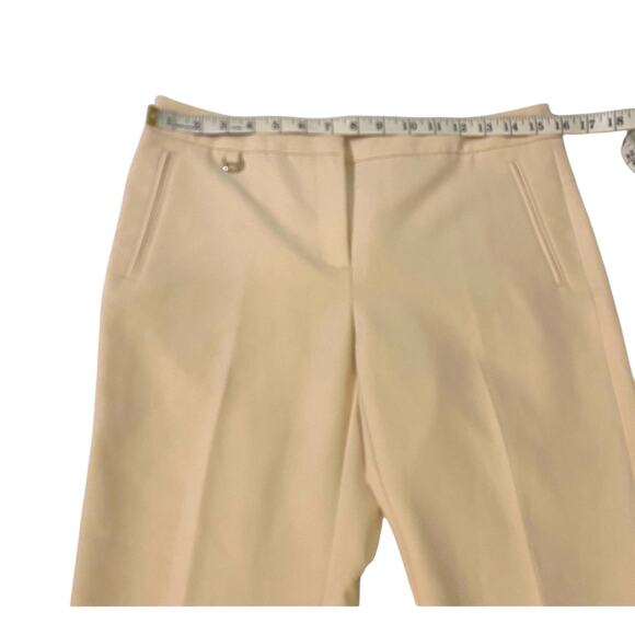 Adrianna Papell Cream Khaki Stretch Trouser Pants Beige Flat Front Workwear 6 - Picture 6 of 12